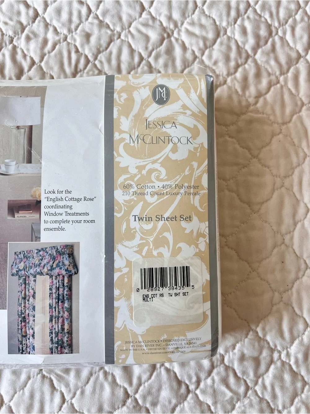 Vintage Jessica McClintock English Cottage Rose Floral Twin Sheet Set Cotton 210